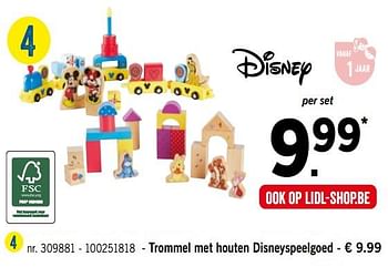 Promoties Trommel met houten disneyspeelgoed - Disney - Geldig van 25/03/2019 tot 30/03/2019 bij Lidl