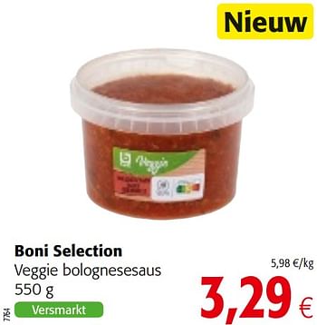 Promoties Boni selection veggie bolognesesaus - Boni - Geldig van 13/03/2019 tot 26/03/2019 bij Colruyt