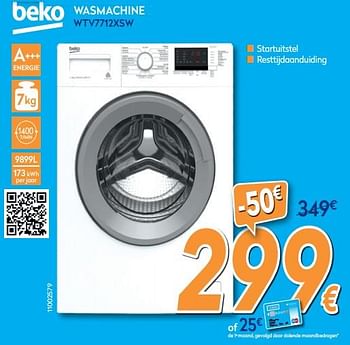 Promoties Beko wasmachine wtv7712xsw - Beko - Geldig van 25/03/2019 tot 24/04/2019 bij Krefel