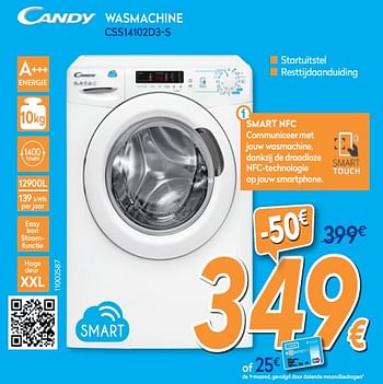 Promoties Candy wasmachine css14102d3-s - Candy - Geldig van 25/03/2019 tot 24/04/2019 bij Krefel