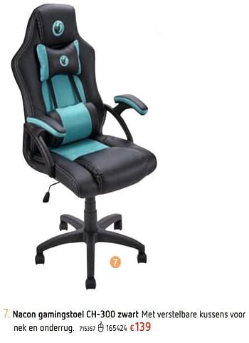 Promoties Nacon gamingstoel ch-300 zwart - Nacon - Geldig van 21/03/2019 tot 22/04/2019 bij Dreamland