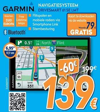 Promoties Garmin navigatiesysteem drivesmart 61 se lmt - Garmin - Geldig van 25/03/2019 tot 24/04/2019 bij Krefel