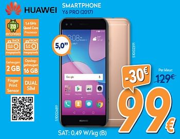 Promoties Huawei smartphone y6 pro 2017 - Huawei - Geldig van 25/03/2019 tot 24/04/2019 bij Krefel