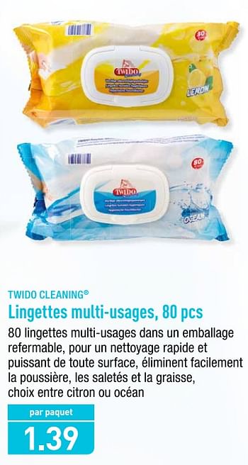 TWIDO CLEANING® Lingettes multi-usages, 80 pcs bon marché chez ALDI
