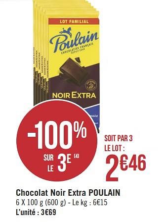 Promotions Chocolat noir extra poulain - Poulain - Valide de 19/03/2019 à 30/03/2019 chez Géant Casino