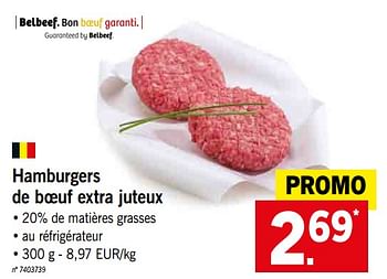 Promoties Hamburgers de boeuf extra juteux - Huismerk - Lidl - Geldig van 25/03/2019 tot 30/03/2019 bij Lidl