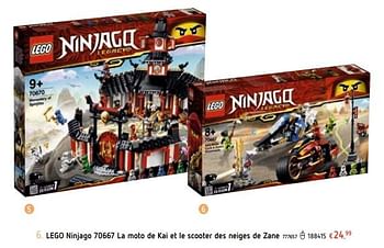 Promoties Lego ninjago 70667 la moto de kai et le scooter des neiges de zane - Lego - Geldig van 21/03/2019 tot 22/04/2019 bij Dreamland