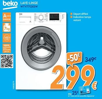 Promotions Beko lave-linge wtv7712xsw - Beko - Valide de 25/03/2019 à 24/04/2019 chez Krefel
