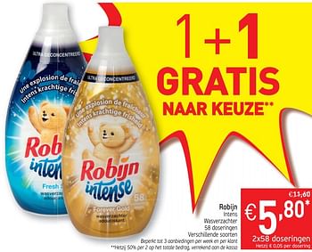 Promoties Intens wasverzachter - Robijn - Geldig van 19/03/2019 tot 24/03/2019 bij Intermarche