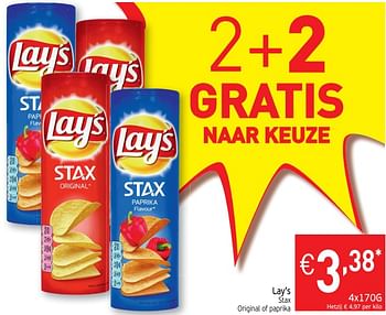 Promoties Stax original of paprika - Lay's - Geldig van 19/03/2019 tot 24/03/2019 bij Intermarche