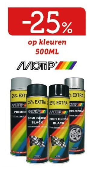 Promoties -25% op kleuren 500ml motip - Motip - Geldig van 13/03/2019 tot 05/05/2019 bij Auto 5