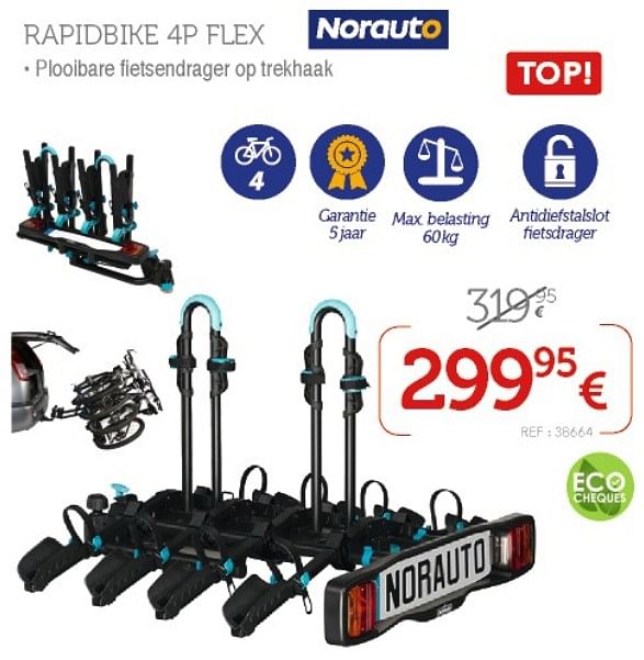 Norauto Rapidbike 4p flex plooibare fietsendrager op trekhaak