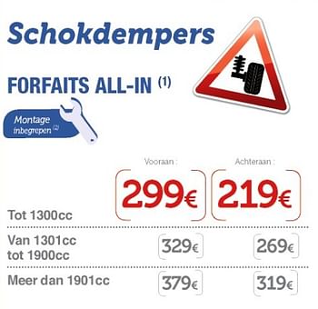 Promoties Schokdempers forfaits all-in - Huismerk - Auto 5  - Geldig van 13/03/2019 tot 05/05/2019 bij Auto 5