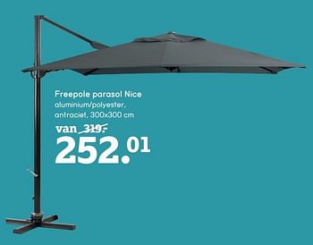 Promoties Freepole parasol nice - Huismerk - Leen Bakker - Geldig van 18/03/2019 tot 31/03/2019 bij Leen Bakker