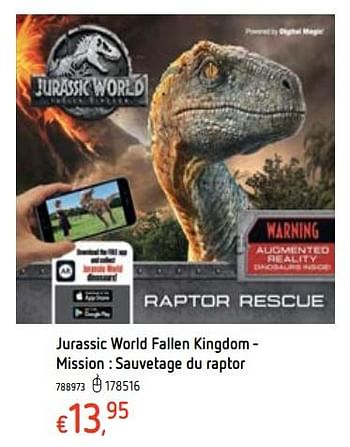 Promotions Jurassic world fallen kingdom - mission : sauvetage du raptor - Produit maison - Dreamland - Valide de 21/03/2019 à 22/04/2019 chez Dreamland