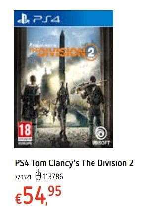 Promoties Ps4 tom clancy`s the division 2 - Ubisoft - Geldig van 21/03/2019 tot 22/04/2019 bij Dreamland