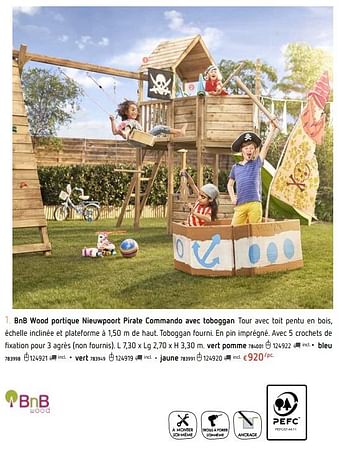 Promotions Bnb wood portique nieuwpoort pirate commando avec toboggan - BNB Wood - Valide de 21/03/2019 à 22/04/2019 chez Dreamland