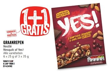 Promoties Graanrepen nestlé nesquik of yes! - Nestlé - Geldig van 21/03/2019 tot 27/03/2019 bij Delhaize