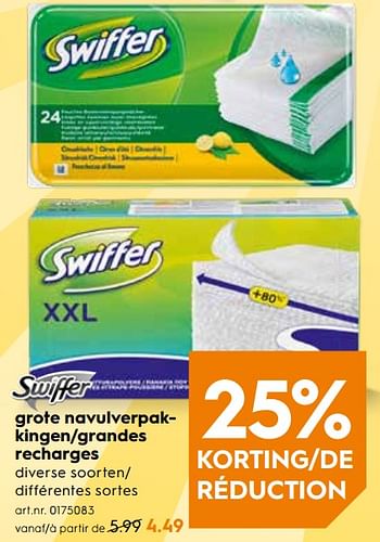 Promoties Grote navulverpakkingen-grandesrecharges - Swiffer - Geldig van 20/03/2019 tot 02/04/2019 bij Blokker