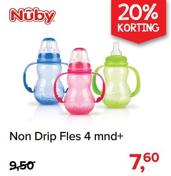 Promoties Non drip fles 4 mnd+ - Nuby - Geldig van 19/03/2019 tot 13/04/2019 bij Baby-Dump