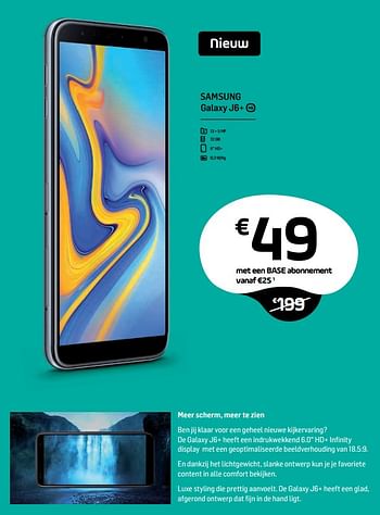 Promoties Samsung galaxy j6+ - Samsung - Geldig van 18/03/2019 tot 02/04/2019 bij Base