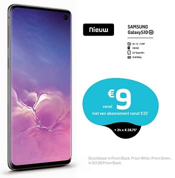Promoties Samsung galaxys10 - Samsung - Geldig van 18/03/2019 tot 02/04/2019 bij Base