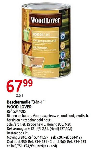 Woodlover Beschermolie 3-in-1 wood lover - Promotie bij Brico