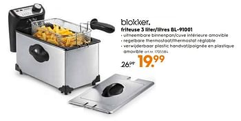 Promotions Blokker friteuse 3 liter-litres bl-91001 - Produit maison - Blokker - Valide de 20/03/2019 à 02/04/2019 chez Blokker