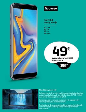 Promotions Samsung galaxy j6+ - Samsung - Valide de 18/03/2019 à 02/04/2019 chez Base