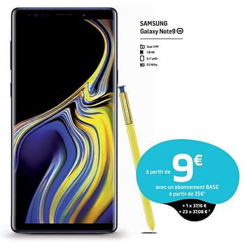 Promotions Samsung galaxy note9 - Samsung - Valide de 18/03/2019 à 02/04/2019 chez Base