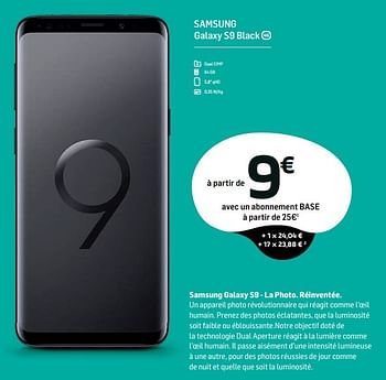 Promotions Samsung galaxy s9 black - Samsung - Valide de 18/03/2019 à 02/04/2019 chez Base