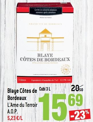 Promotions Blaye côtes de bordeaux l`ame du terroir - Vins rouges - Valide de 13/03/2019 à 09/04/2019 chez Match
