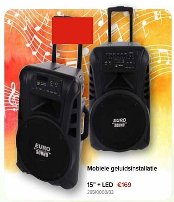 Promoties Euro sound mobiele geluidsinstallatie 15`` - Euro Sound - Geldig van 29/03/2019 tot 21/04/2019 bij Euro Shop