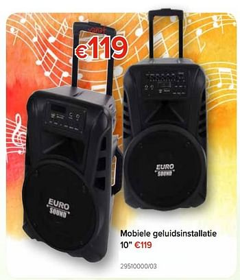 Promoties Euro sound mobiele geluidsinstallatie - Euro Sound - Geldig van 29/03/2019 tot 21/04/2019 bij Euro Shop