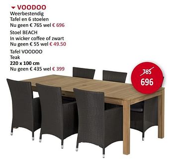 Promoties Voodoo weerbestendig tafel en 6 stoelen - Huismerk - Weba - Geldig van 20/03/2019 tot 22/04/2019 bij Weba