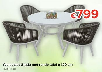Promoties Alu eetset grado met ronde tafel - Huismerk - Euroshop - Geldig van 29/03/2019 tot 21/04/2019 bij Euro Shop