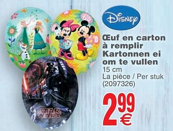 Promotions Oeuf en carton à remplir kartonnen ei om te vullen - Disney - Valide de 26/03/2019 à 01/04/2019 chez Cora