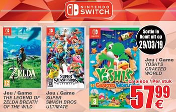 Promotions Jeu - game yoshi`s crafted world - Nintendo - Valide de 26/03/2019 à 08/04/2019 chez Cora