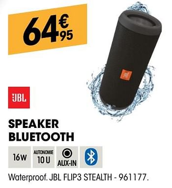 Promoties Speaker bluetooth waterproof. jbl flip3 stealth - JBL - Geldig van 28/03/2019 tot 11/04/2019 bij Electro Depot