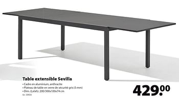 Promotions Table extensible sevilla - Produit maison - Gamma - Valide de 03/04/2019 à 30/06/2019 chez Gamma
