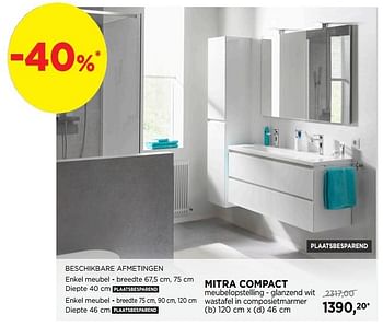 Promoties Mitra compact meubelopstelling - glanzend wit wastafel in composietmarmer - Balmani - Geldig van 01/04/2019 tot 28/04/2019 bij X2O