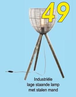 Promoties Industriële lage staande lamp met stalen man - Huismerk - Belga Meubelen - Geldig van 25/03/2019 tot 08/04/2019 bij Belga Meubelen