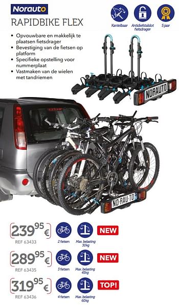 Promoties Trekhaakfietsdragers op platform rapidbike flex - Norauto - Geldig van 27/03/2019 tot 30/09/2019 bij Auto 5