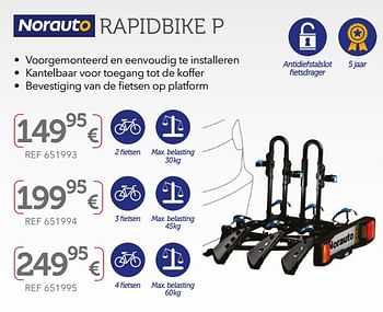 Promotions Trekhaakfietsdragers op platform rapidbike p - Norauto - Valide de 27/03/2019 à 30/09/2019 chez Auto 5