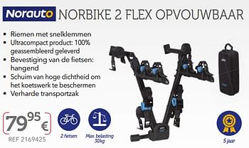 Promotions Kofferfietsdrager norbike 2 flex opvouwbaar - Norauto - Valide de 27/03/2019 à 30/09/2019 chez Auto 5