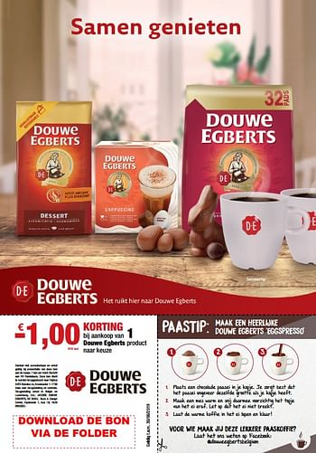 Promoties -1.00€ korting bij aankoop van 1 douwe egberts product naar keuze - Douwe Egberts - Geldig van 12/04/2019 tot 09/05/2019 bij Merkenfolder