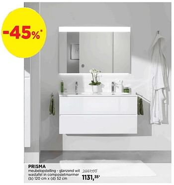 Promoties Prisma meubelopstelling - glanzend wit wastafel in composietmarmer - Storke - Geldig van 01/04/2019 tot 28/04/2019 bij X2O