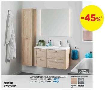 Promotions Festine zwevend asymmetrisch meubel met spiegelpaneel - Linie - Valide de 01/04/2019 à 28/04/2019 chez X2O