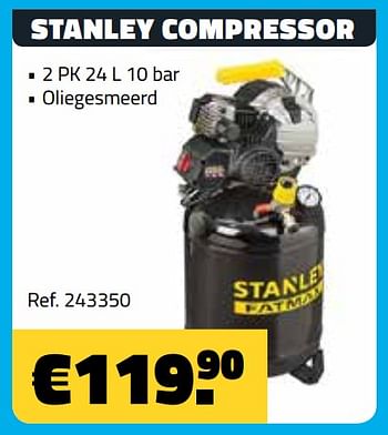 Promoties Stanley compressor - Stanley - Geldig van 01/04/2019 tot 30/04/2019 bij Bouwcenter Frans Vlaeminck