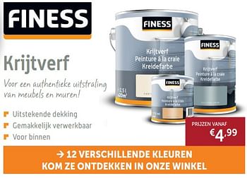 Promoties Krijtverf - Finess - Geldig van 02/04/2019 tot 29/04/2019 bij Zelfbouwmarkt